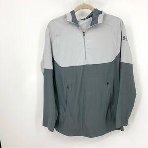 Under Armour Men Size Medium Hoodie Popover Jacket Top Gray Threadborne Quick Dr